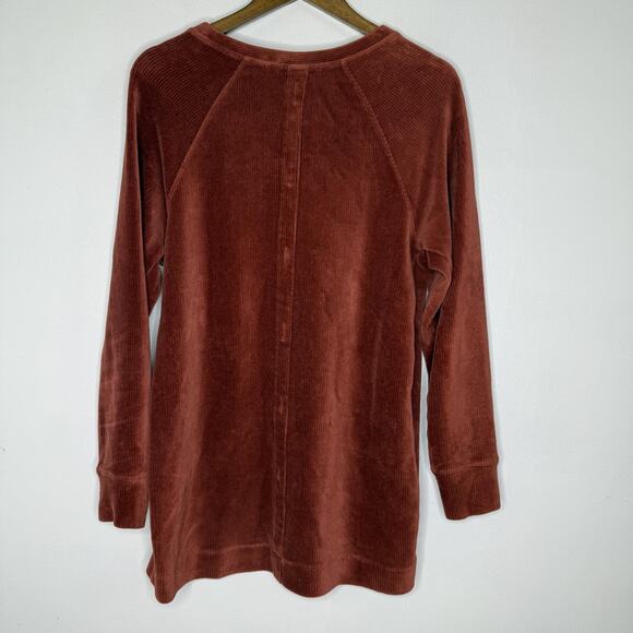 Soft Surroundings Sweater Womens Medium Rust Ribbed Velour Tunic Long Sleeve - Picture 5 of 7